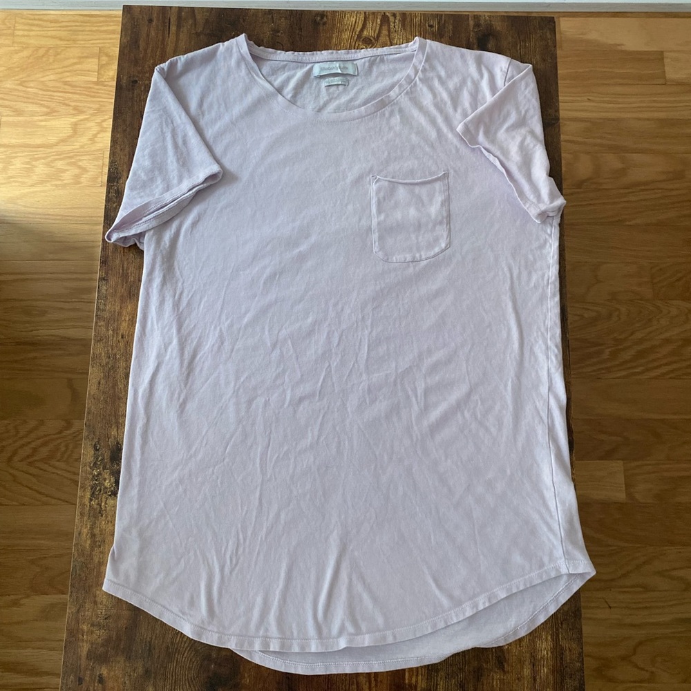 TWO (2) Urban Outfitters Curved Hem Pocket Tees - L - Light Pink & Dark Purple